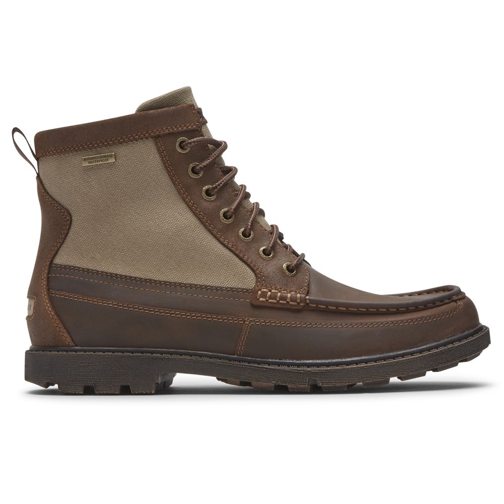 Rockport Men's Storm Surge High Moc Waterproof Ankle Boots - Chocolate - USA (7329PQWCZ)